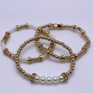 NWT Wool + Pepper Co. Gold & Pearl Bracelet Stack
